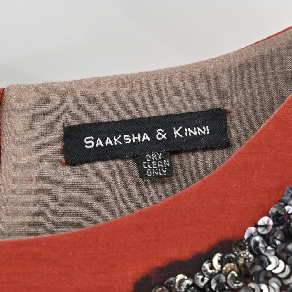 Saaksha Kinni Beaded Floral Maxi Dress Womens S Gown Black Sequin Elegant Formal - Picture 8 of 13